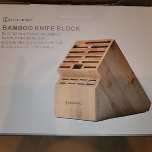 KITCHENDAO 20 Slot Knife Block, Eco-Friendly Bamboo Knife Holder without Knives